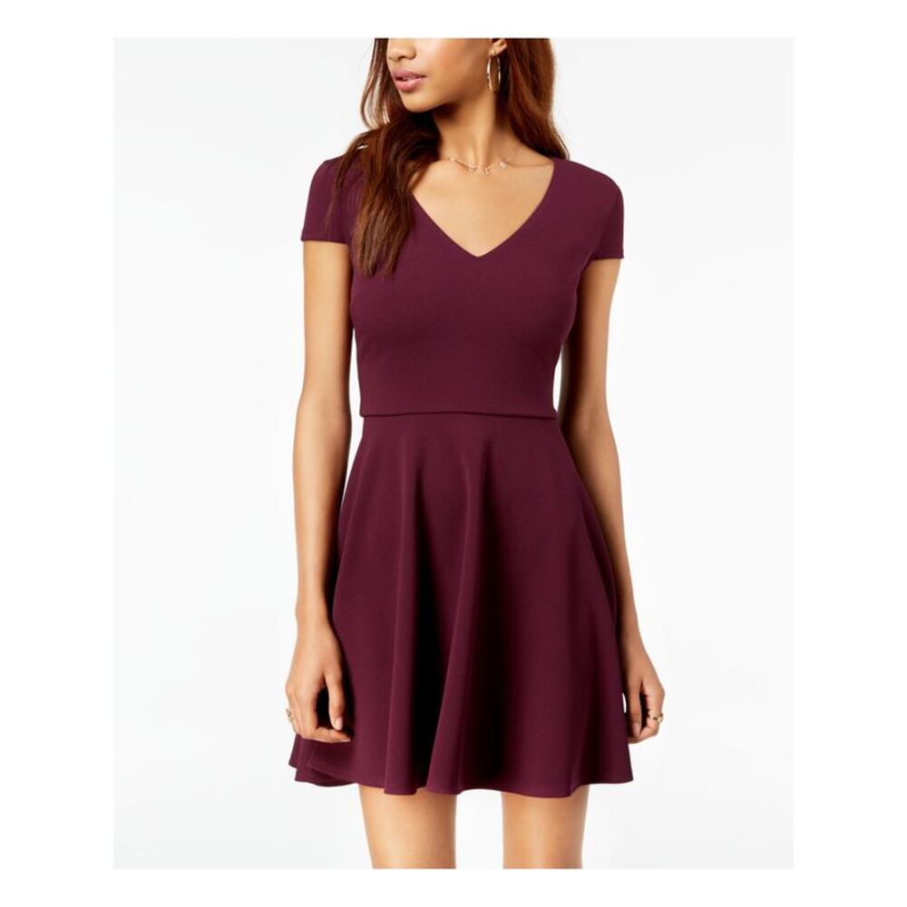 NWT B DARLIN Womens Fit + Flare Short Dress Purple Sleeveless Juniors 1\2